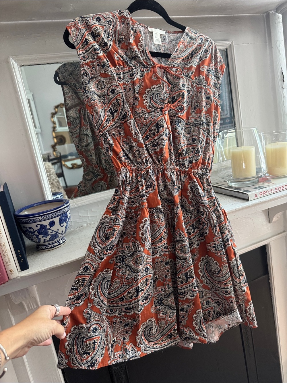 H&M Rust Paisley Mini Dress